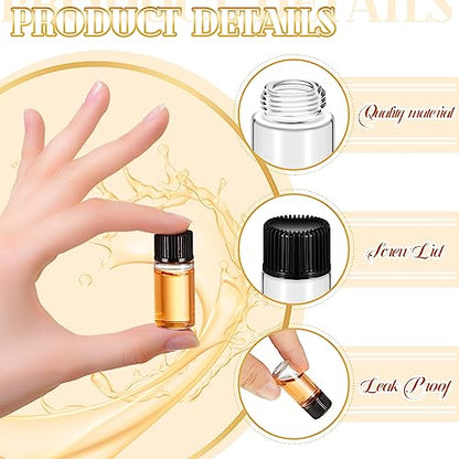 Lallisa 100 Pcs 4 ml Glass Vials with Black Screw Caps and Plastic Stoppers, 1 Dram Clear Small Leakproof Bottles Bulk, Mini Liquid Sample Vials for Essential Oils, Sample, DIY Craft - color: Clear with Black Cap, size: 4 ml