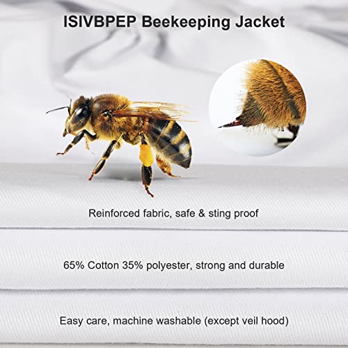 Beekeeping Jacket for Men Women,Polycotton Bee Jacket with Veil Hood,Beekeeper Jacket,Bee Keeper Suite Suitable for Professional Beekeepers and Beginners（L） - size: Large
