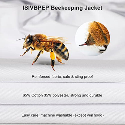 Beekeeping Jacket for Men Women,Polycotton Bee Jacket with Veil Hood,Beekeeper Jacket,Bee Keeper Suite Suitable for Professional Beekeepers and Beginners（XL） - size: X-Large