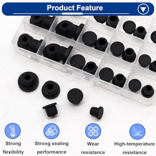 Tnisesm 30Pcs 5 Sizes Silicone Hole Plug Waterproof Replacement Rubber Tube Plug Black Bottle Stopper 9.5-15mm Inner Diameter Soft Flexible Reusable End Covers for Bottles Pipes Flower Pots - color: 30pcs 9.5-15mm