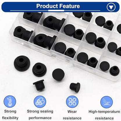 Tnisesm 30Pcs 5 Sizes Silicone Hole Plug Waterproof Replacement Rubber Tube Plug Black Bottle Stopper 9.5-15mm Inner Diameter Soft Flexible Reusable End Covers for Bottles Pipes Flower Pots - color: 30pcs 9.5-15mm