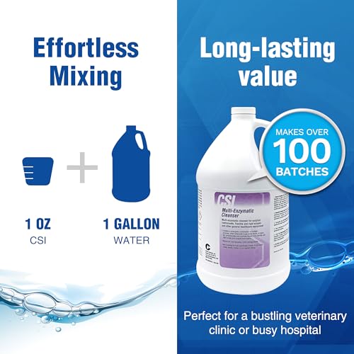 CSI Central Solutions Multi Enzymatic Cleanser - Hospital Grade Medical Instrument Cleaner for Presoak and Manual Processing, 1 Gal - style: Original