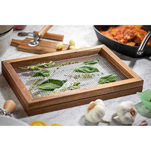 Tablecraft 11088 Herb Drying Rack, Natural, 13.75-inch Length, Acacia Wood
