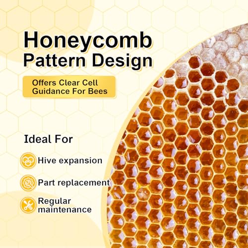 Honey Lake 10-Pack Medium Beehive Foundation Sheets for Langstroth Frames, Beeswax Coated Food-Grade Plastic, Honeycomb Pattern Beekeeping Foundation (Black) - color: 10-Medium-Black