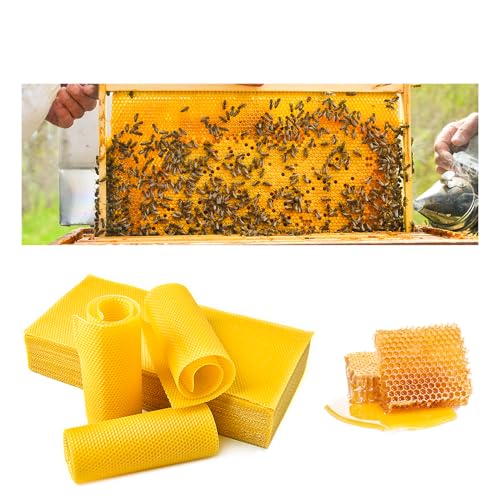 30PCS Beeswax Sheets Foundation Sheets 16-1/2 x 8-1/3 inch for Beehives Frames, Beeswax Sheets for Beekeeping,Candles Making, Hives (42cm x 21cm)