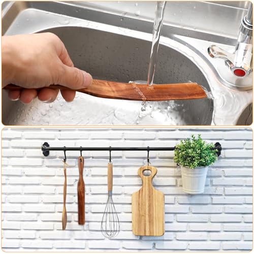 Skinny Wooden Spurtle for Sourdough Starter Spreading Baking Mixing Sourdough Spoon Stirring Stick Wood Bread Spatula Wood Flat Kitchen Utensils for Cooking Flat Spurtles Scraper Jar Spatula