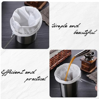 4 Pcs Ultra Fine Mesh Strainer Bags with 2 Pcs Stainless Steel Handle Frame, Reusable Mesh Filter Bag for Filter Juice Nut Milk Coffee Oil and Soup