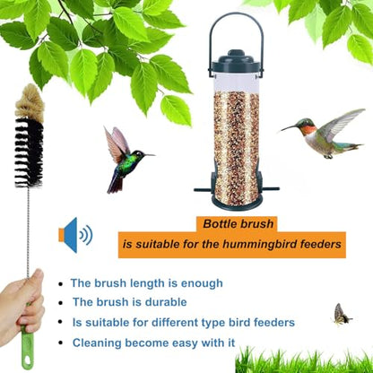 2 Pack 16" Bottle Brush, Dokpod Long Handle Cleaning Brushes for Long Narrow Neck Bottle Cleaning Water Beer Wine Sports Bottle Thermos Flask Bottles Cleaning Hummingbird Feeder Vase Cleaning Brushes - color: Black 2 Pack