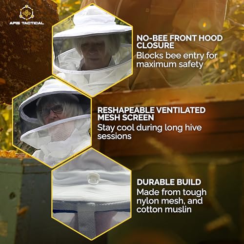 Bee Keeper Hat with Round Hood, Ventilated Beekeeping Veil, Bee Protective Gear for Men & Women, Comfortable Mesh for Beekeeping, Beekeeping Supplies - S/M/L - size: S/M/L