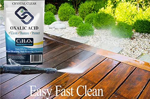 Oxalic Acid Powder 1lb - Trial Size Wood Bleach & Rust Remover - 99.6% Pure Deck Cleaner, Wood Brightener & Stain Remover for Small Projects