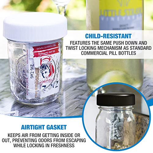 Masontops Jar Safe - Child Proof Herb Container - 2PK - Airtight Storage - Wide Mouth Jar Lock - Stash Bottle Locker - color: Blazin' Blue/Cloud White, size: Wide Mouth