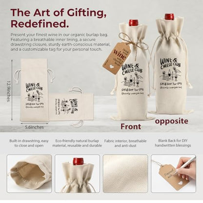 Funny Wine Lover Gifts for Women Men Wine Cheese Club Wine Bag | Bar Kitchen Accessories Decor Party Decorations Gift Idea for Him Her Drinking Lovers Wines Accessory Sets