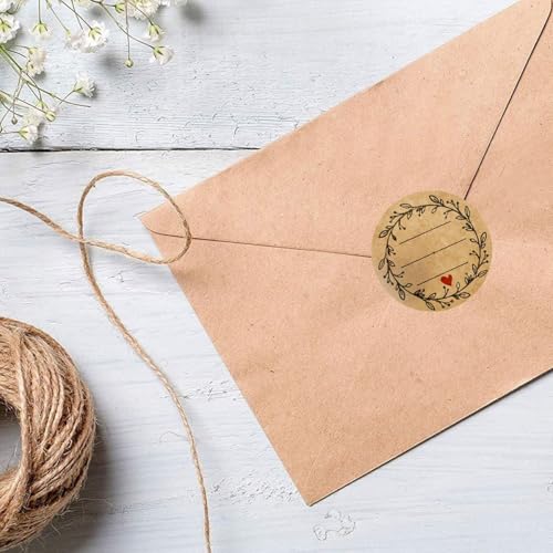 500PCS/Roll Kraft Paper Thank You Stickers,Blank Writeable Decals with Wreath & Heart Design for Wedding, Party Favors, Gift Wrapping, Scrapbooking-Rustic Craft Supplies for Teens, Adults, Boys,Girls3 - color: Kraft Paper---