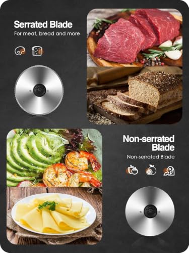 OSTBA Electric Meat Slicer, 2 Removable 7.5" Stainless Steel Blade and Food Carriage, Adjustable Thickness 0-15mm, Child Lock Protection, 200W Deli Food Slicer for Meat, Bread, Cheese, Vegetables - size: 200W with 2 Blades