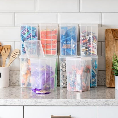 IRIS USA Vertical Storage Bins with Lids |Made in USA| Flip Top Containers for Organizing Pantry, Office, Craft, and Study Supplies - Medium (10-Pack) - size: Medium - 10 Pack