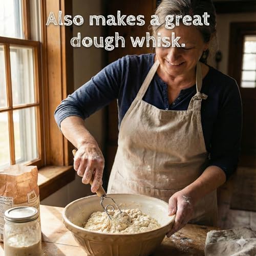Sourdough Starter Stirring Hook and Danish Dough Whisk | Small Size to Fit in Jars | Improve the Mixing Standard Of Your Starter For Better Baking Results | New England Sourdough Starter Co. - size: 13 inches