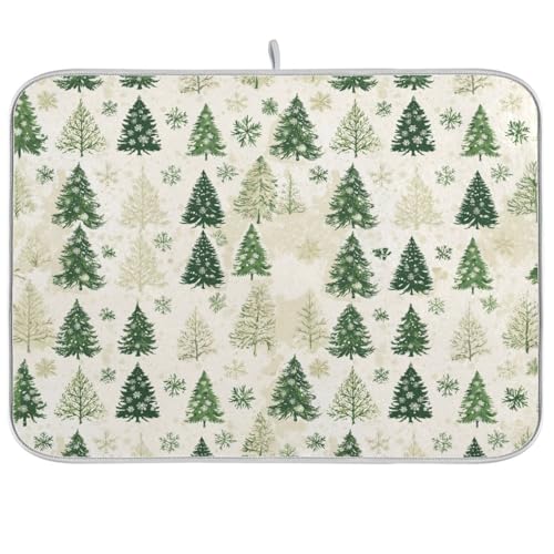 Tree Green Christmas Dish Drying Mat for Kitchen Counter Kitchen Drying Mat Dish Rack Mat Dish Drainer Pad Microfiber Absorbent Washable Drying Pad for Countertop 16 x 18 - color: Green Saint Patrick Clover Leaves, size: 18" x 24"