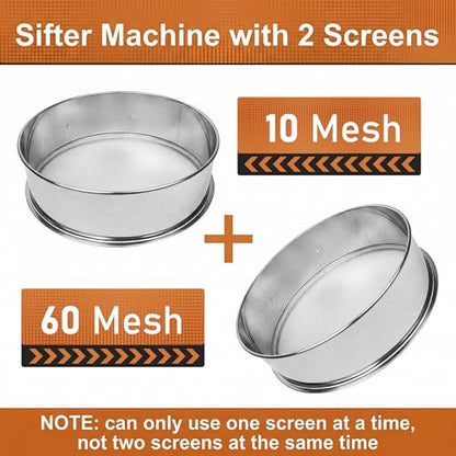 Automatic Sieve Shaker Machine, 110V Stainless Steel Vibrating Sifter with 10 & 60 Mesh Screens for Flour & Powders - size: Automatic Powder Sifter Machine(10+60 mesh)