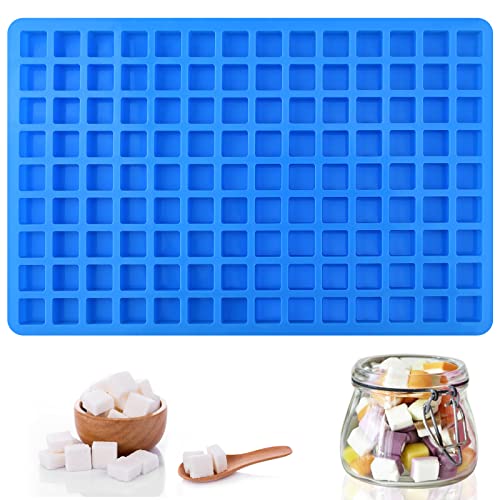 Sakolla 126 Cavities Square Candy Silicone Molds, Mini Silicone Molds for Chocolate, Hard Candy, Ice Cubes, Caramel - color: Mini Square/Blue