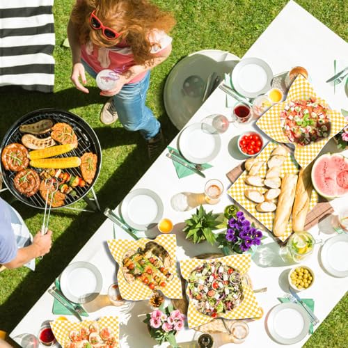 100pcs Deli Paper Sheets 12x12", Premium Food Basket Liners, Grease Resistant Wax Paper Sheets for Food, Classic Checkered Sandwich Wrapping Paper (Yellow & White) - color: Yellow & White
