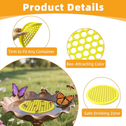 4 Pcs Bee Watering Station for Garden, 7.87 Inch Floating Bee Island for Pond/Farm/Fountain, No Assembly Required Bee Bath, Butterfly Feeder, Outdoor Garden Decor