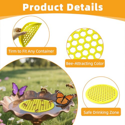4 Pcs Bee Watering Station for Garden, 7.87 Inch Floating Bee Island for Pond/Farm/Fountain, No Assembly Required Bee Bath, Butterfly Feeder, Outdoor Garden Decor