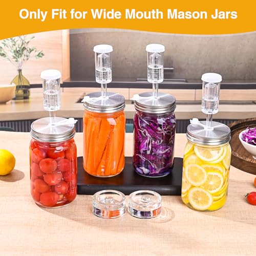 32 oz Mason Jar Fermentation Kit 4 Pack(Jar Included),Sauerkraut/Pickling Kit with 4 Pack Fermenting Jars, Glass Fermentation Weights,Fermentation Lids,Airlocks,Silicone Gaskets and Silicone Grommets - color: transparency