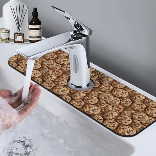 Chocolate Chip Cookie Faucet Mat For Kitchen Sink, Absorbent Countertop Protector, Quick Dry Sink Splash Guard Pad, Waterproof Draining Mat 15" X 5.5" - color: Style 7