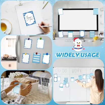Chiisong 12 Pcs Christmas Sticky Notes Christmas Design Self Adhesive Note Pads Winter Snowflake Sticky Memo Blue Cartoon Snowman Penguin Notepad for Xmas Gift Office Home Supplies Present - style: Blue Christmas