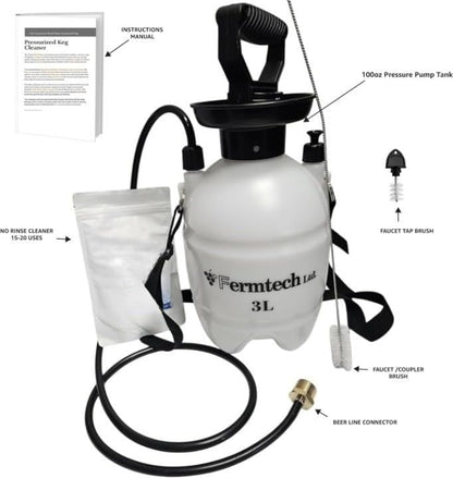 Beer Line Standard Beer Draft Keg Cleaning kit with 4oz Beer Line Powder Cleaner PBW compatible- Hand Pump Pressurized - Easy Safe to Use Keg Cleaner - w/Brush, Faucet Brush, Instruction Manual - style: Beer Line
