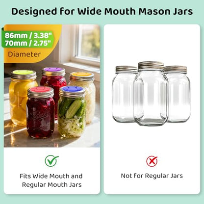 The Complete Fermentation Kit: 6-Pack Fermenting Lids for Wide & Regular Mouth Mason Jars,Versatile Airlock Lids for Pickles, Kimchi & Sauerkraut,BPA-Free Silicone, Fail-Proof Seal - style: Wide(3.38)inch+Small/Regular(2.75)inch/6P