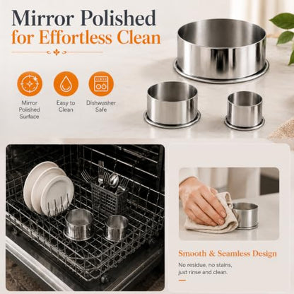Biscuit Cutters Set, Round Cookie Cutters, Stainless Steel Dumpling Cutters,Cake Pastry Cutters,Scone Cutters Molds for Cooking Baking (3Pcs, Plain Edge) - size: 3Pcs, Plain Edge