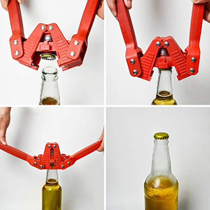 Manual Twin Lever Hand Capper for Home Brewing, Crown Capper with 50PCS Plastic Red Beer Bottle Crown Caps