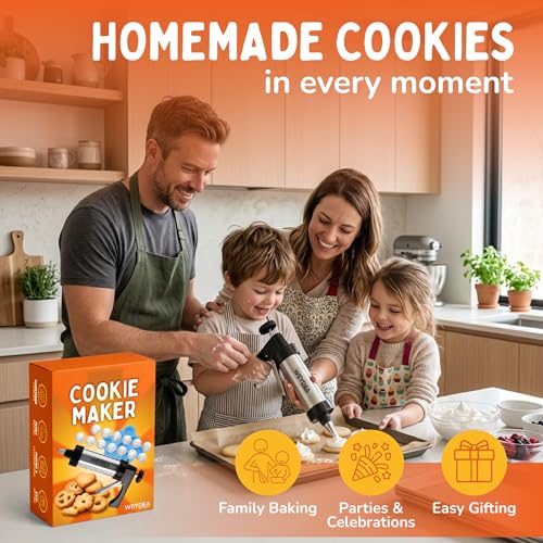 Cookie Press Gun Kit 23 in 1 - Stainless Steel Cookie Maker with 13 Discs, 8 Piping Tips & Silicone Baking Mold - Cookie Making Kit for DIY Baking