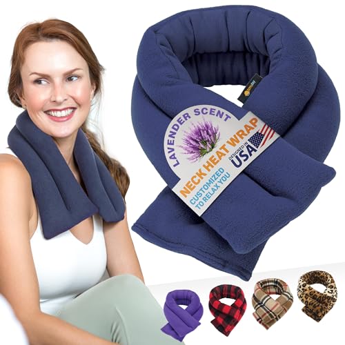 SunnyBay Microwave Heating Pad, Microwavable Heated Neck and Shoulder Wrap, Soothing Weighted Moist Heat or Ice Pack with Flaxseed and Lavender, 26x5 Inches, 2.5 lbs, Navy Blue - color: Lavender - Navy Blue