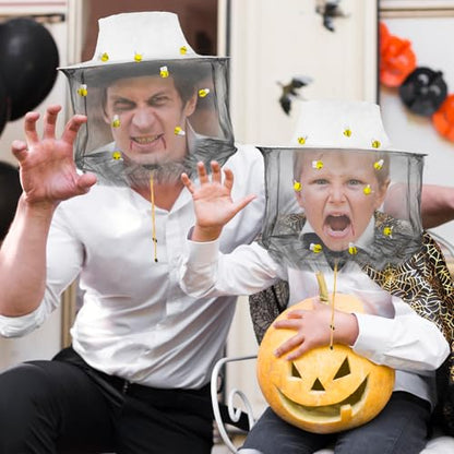 Hallowee Beekeeper Set Including 1 Pcs Bee Hat and Veil, 20 Pcs Wool Felt Bee,Insect Hats with Netting for Bee bee Keeper Adult Catcher Halloween Costume/22 Pcs