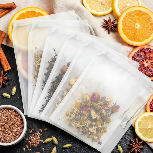 6 Pcs White Nylon Straining Bag - Fine Mesh Nylon Filter Bags, Homebrew Beer Wine Cider Dry Hop Beers Brewing Filters, Reusable Drawstring Brew Bags for Hops, Grains & Fruit (6" x 8")