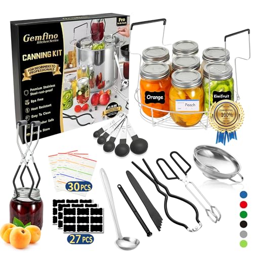 Gemfino Canning Supplies Starter Kit with Canning Rack,Canning Kit for Beginners - color: Black