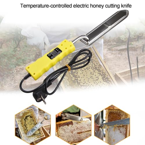 Electric Honey Uncapping Knife, Stainless Steel Heated Honey Scraper Tool with Adjustable Temperature Control & Digital Led Display, for Fast Honey Extraction & Wax Removal