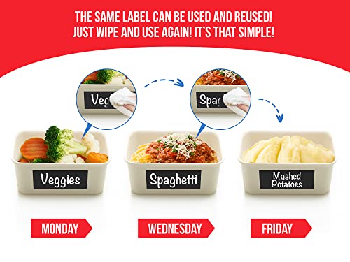 MESS Reusable Chalkboard Labels for Food Containers, 96-Pack (1x3 & 1.5") - Erasable Dry Erase Stickers - Removable Kitchen Labels for Fridge, Freezer & Organizing - size: 1x3" & 1.5", style: Chalkboard