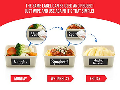 MESS Reusable Chalkboard Labels for Food Containers, 96-Pack (1x3 & 1.5") - Erasable Dry Erase Stickers - Removable Kitchen Labels for Fridge, Freezer & Organizing - size: 1x3" & 1.5", style: Chalkboard