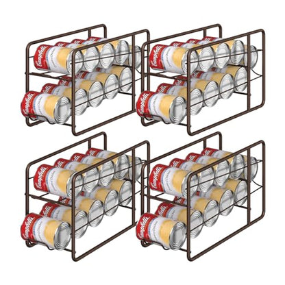 MOOACE 4 Pack Can Dispenser Rack, Stackable Can Storage Organizer Holder for Canned Food Kitchen Cabinet Pantry Countertop, Bronze - color: Bronze