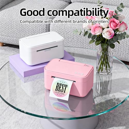 2 Inch Round Thermal Labels, Direct Thermal Printer Labels for Small Businesses, DIY Logo Design, 1500 Sheets / 2 Roll - color: Gradient Pink (1500labels/2roll), size: 2 inch