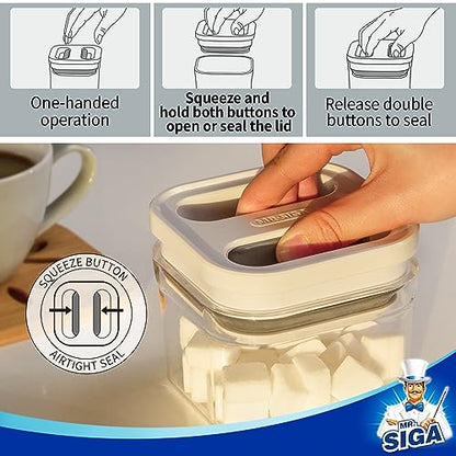 MR.SIGA 4 Pack Airtight Food Storage Container Set, BPA Free Kitchen Pantry Organization Canisters, One-handed Airtight Cereal Snack Candy Storage Containers, 360ml / 12.2oz, Small, White - color: White