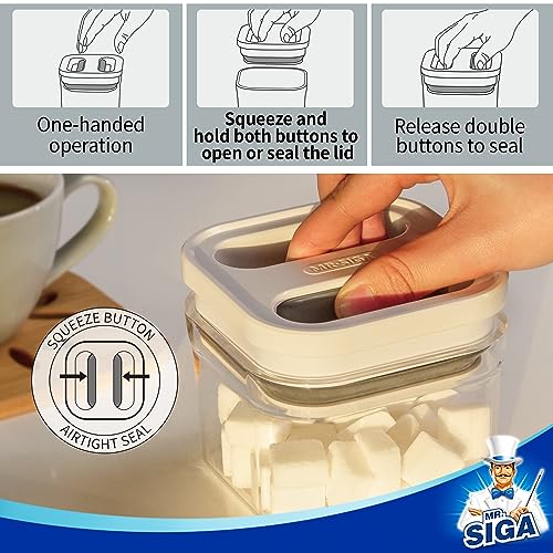 MR.SIGA 4 Pack Airtight Food Storage Container Set, BPA Free Kitchen Pantry Organization Canisters, One-handed Airtight Cereal Snack Candy Storage Containers, 360ml / 12.2oz, Small, White - color: White