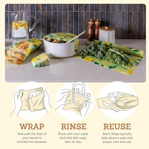 Bee's Wrap - Limited Edition - Beeswax Wraps for Food - Cut to Size 14x52" Beeswax Wrap Roll - Plastic Free Made in USA Reusable Natural Food Wrap - Fresh Squeeze Print - style: Fresh Squeeze