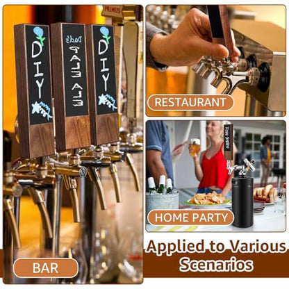 4PCS Chalkboard Beer Tap Handle Keg Handle Keg Tap Handle Walnut Tap Handles for Kegerator Beer Faucet with 4PCS Pen - size: 4PCS-Walnut Tap Handles