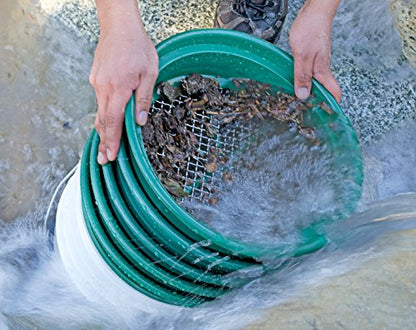 SE 13.25 Inch Wide Stackable Classifier Gold Prospecting Pan Set - Includes 1/2" 1/4" 1/8" 1/12" and 1/20" Stainless Steel Mesh Sifting Pans, Green, 5 Pack - size: 5 Pieces, style: Pans