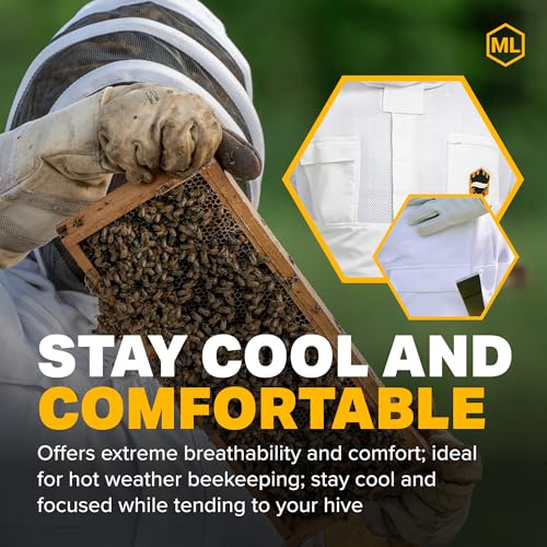 Mann Lake ProVent Beekeeping Suit, Professional Grade Protective Bee Gear with Reinforced Knees, Heavy-Duty Elastic Openings, Covered Zippers, Hand Loops, and Velcro Pockets for Tools, X-Small - size: X-Small