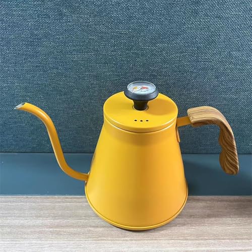 1.2L Stainless Steel Drip Coffee Kettles with Integrated Thermometers and Ergonomic Handle for Brewing Modern Design Kettles - color: Green